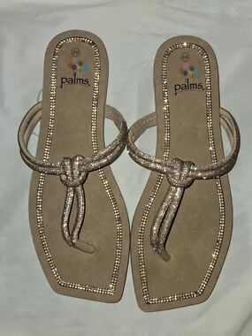Palms Rose Gold Knot Toe-Ring Sandals for Women SZ 8M